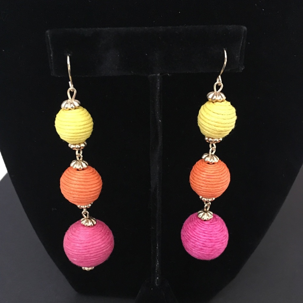 Pink, Orange, Yellow Bauble Earrings